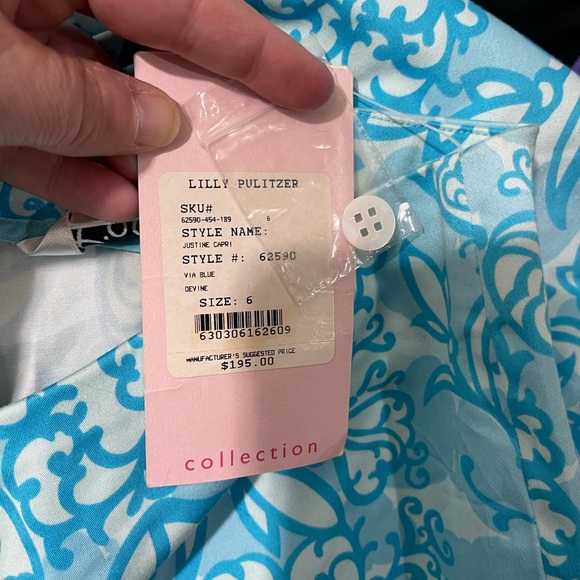 NWT Lilly Pulitzer Blue Cropped Pants Size 6 - Picture 3 of 10